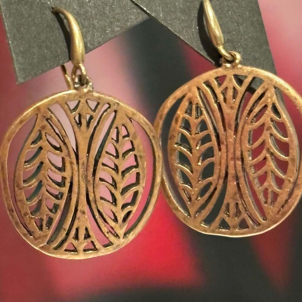 Modern Gold fern Filigree Drop Earrings